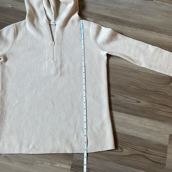 Vince Quarter zip Hooded Cashmere Wool Sweater Cream Women’s XS Designer Luxury - Picture 8 of 12